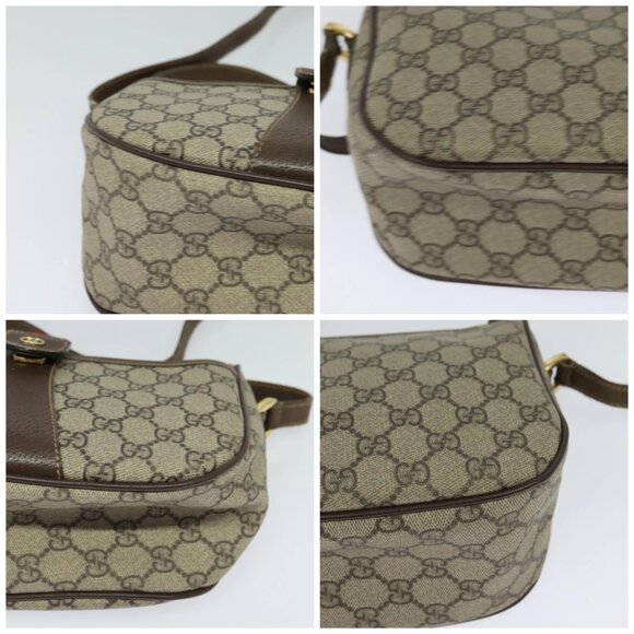 GUCCI GG Supreme Web Sherry Line Bag PVC Beige Gold - Picture 16 of 16